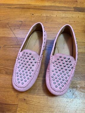 Coach Arlene Pink Leather Slip On Shoes with Silver Studs